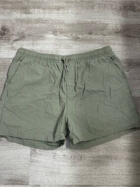 SHEIN Men's Drawstring Casual Shorts - Olive Green Cotton